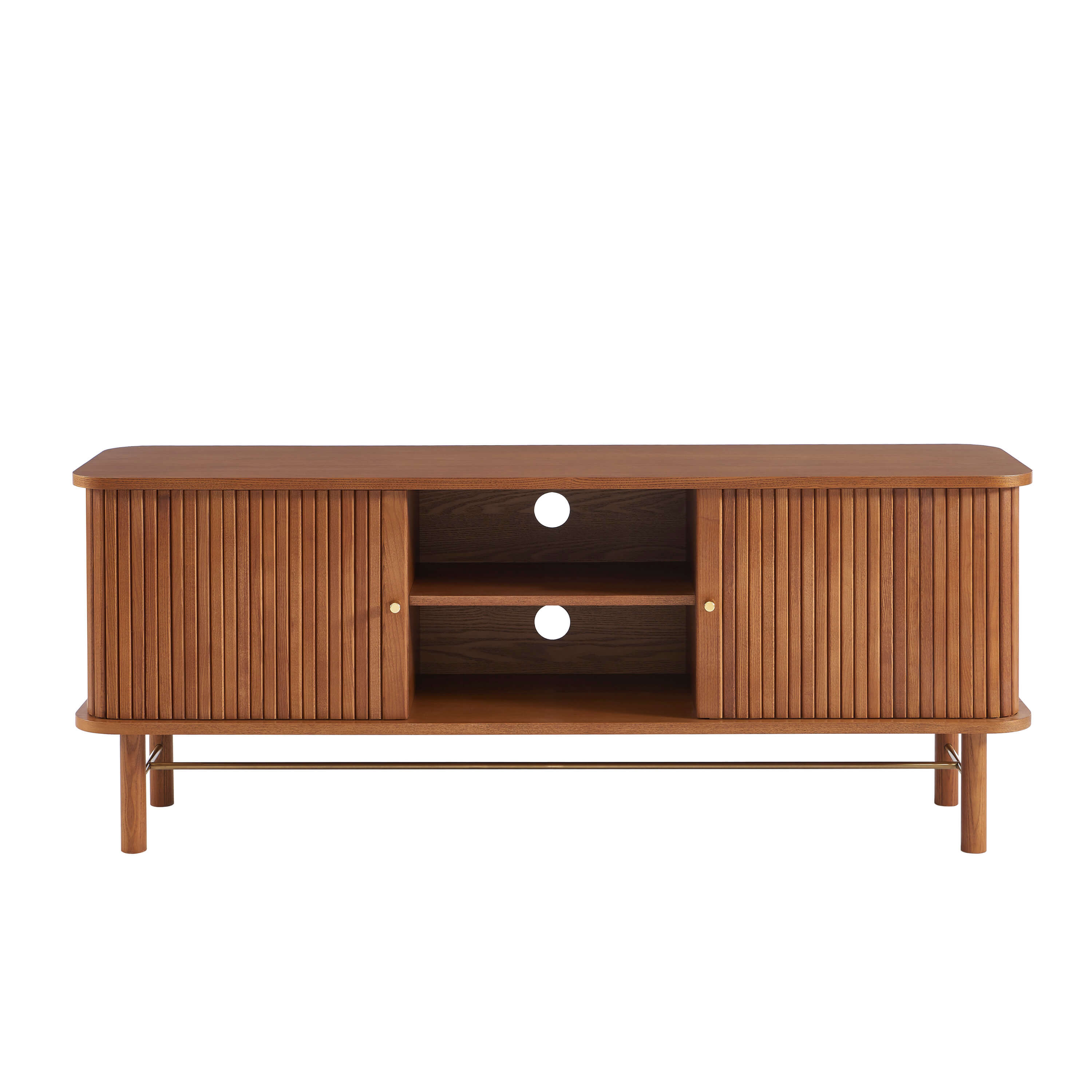 Meuble TV en frêne avec portes tambour  ERNEST, SORELH