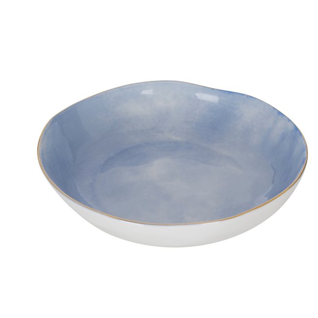 White/Blue/Gold Stoneware Bowl, multi-coloured, SO'HOME