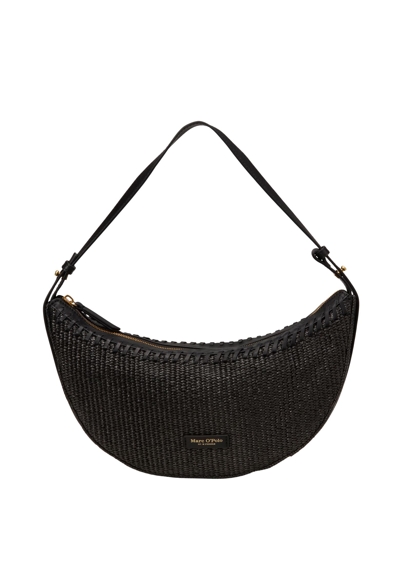 Sac à bandoulière en raphia avec détails élégants en cuir véritable, MARC O'POLO