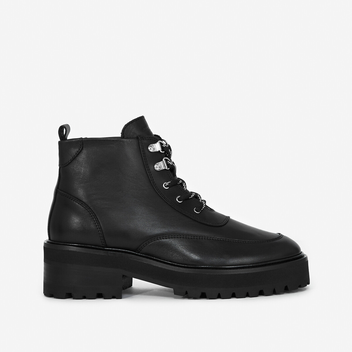 Leather ankle boots with laces , black, The Kooples | La Redoute