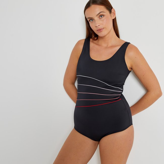 Slimming Swimsuit, black/pink, LA REDOUTE COLLECTIONS PLUS