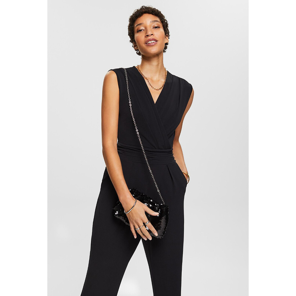Jumpsuit zwart lange mouw top