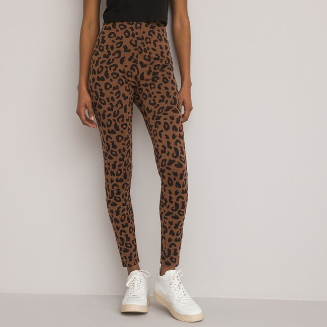 Leopard print cotton leggings with high waist, leopard print, La ...