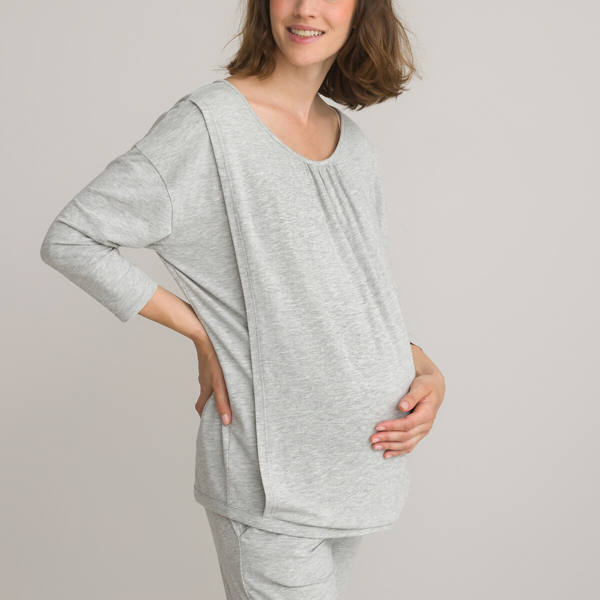 Pebish Cursus steenkool Pyjama voor zwangerschap en borstvoeding grijs La Redoute Collections | La  Redoute