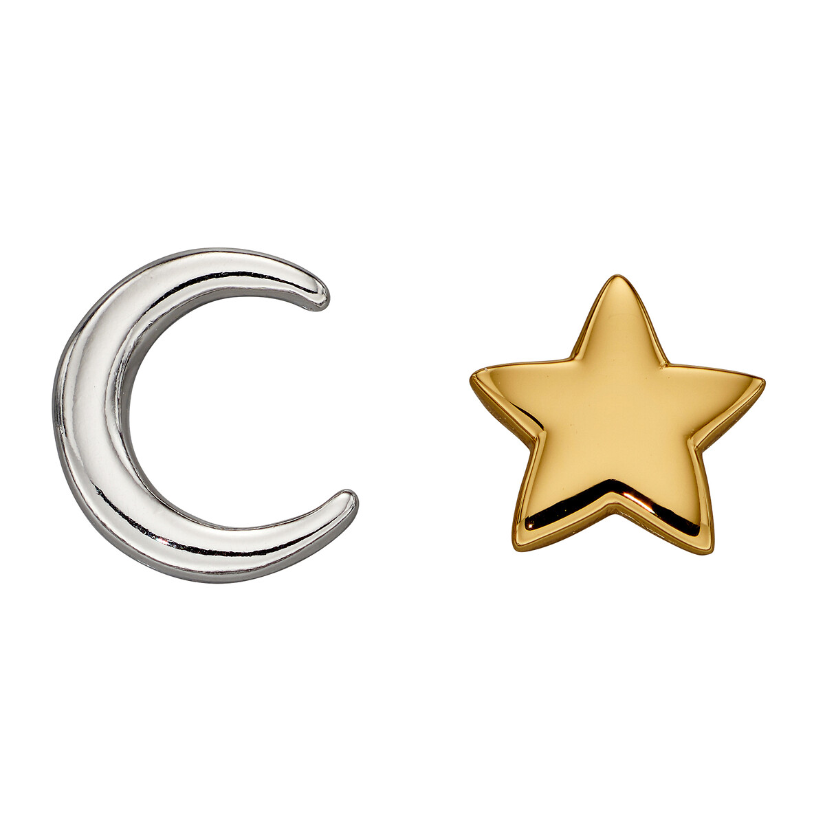 Sterling Silver Crescent Moon Star Stud Earrings