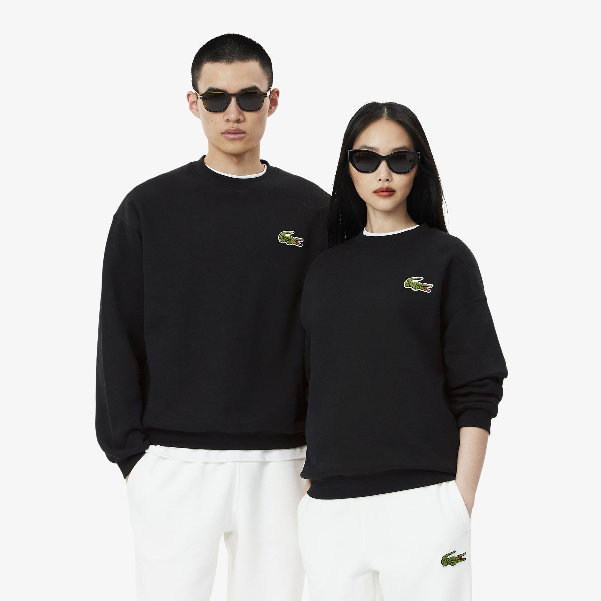 Sweatshirt loose fit molleton avec badge, LACOSTE