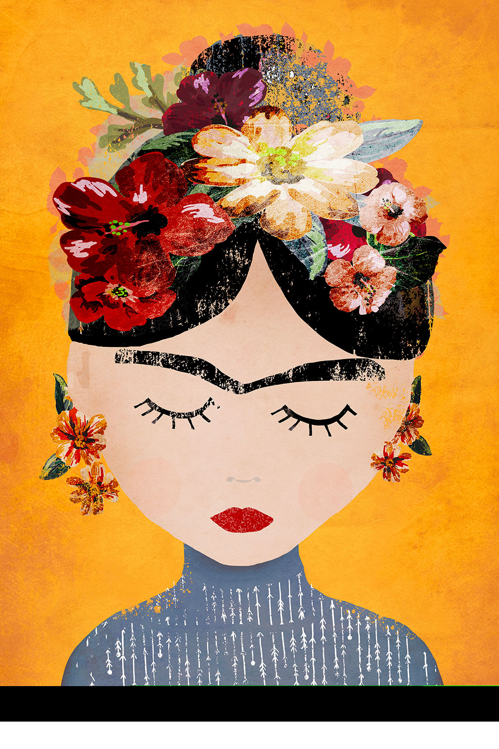 Tableau art frida kalho et sa couronne, HEXOA