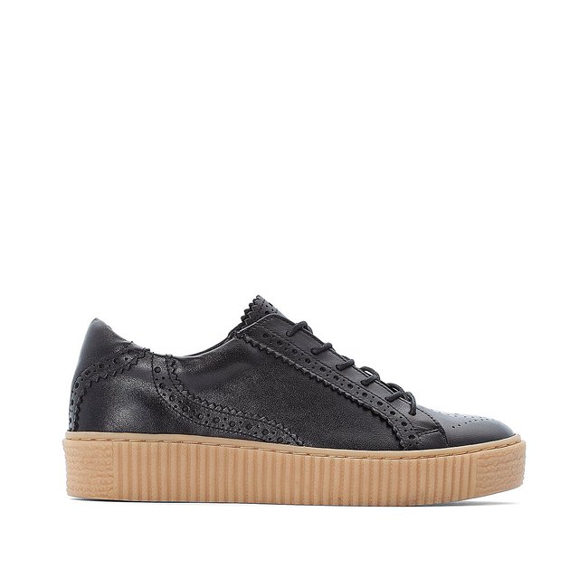 Leather Trainers, black, LA REDOUTE COLLECTIONS