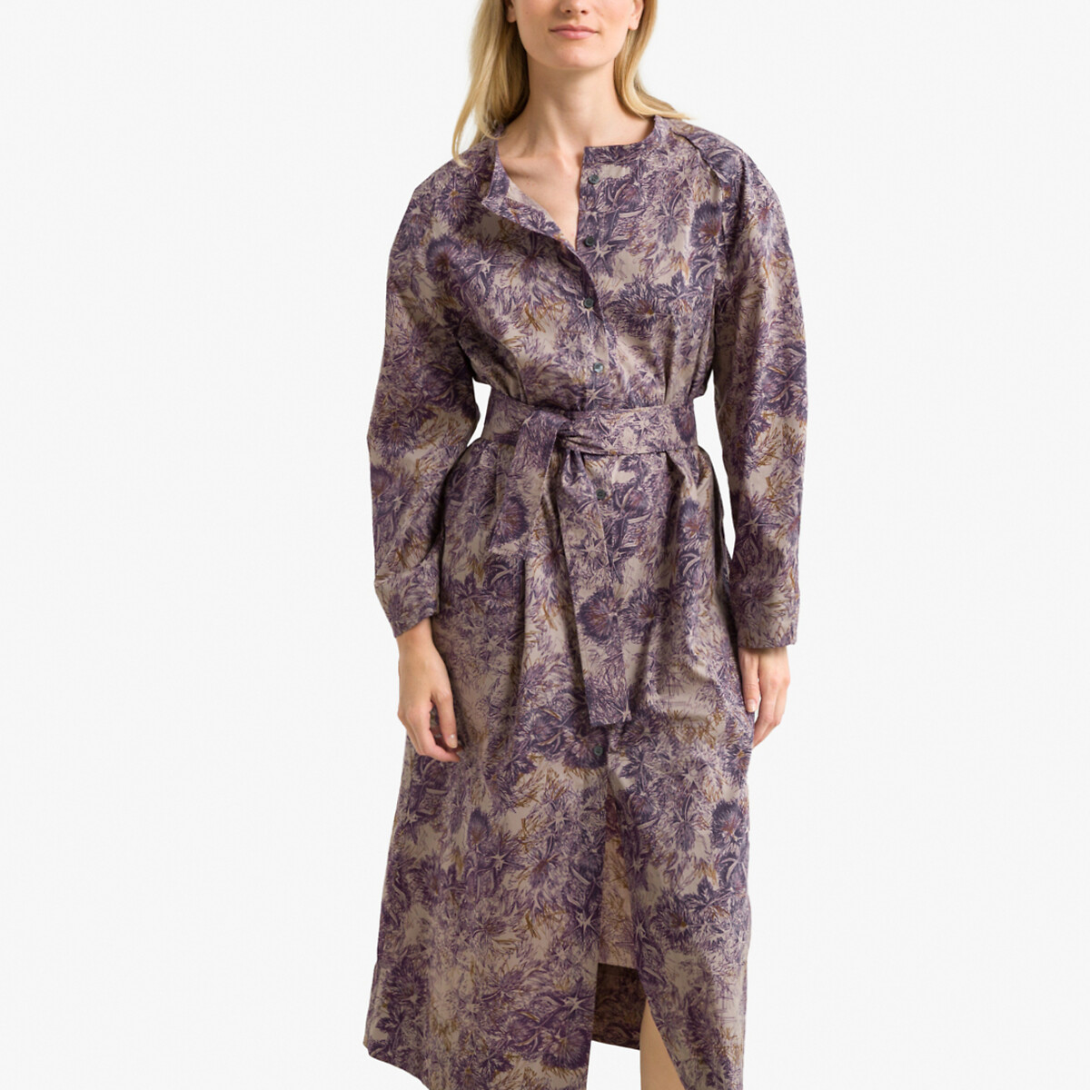 Veena Printed Cotton Dress with Exaggerated Sleeves