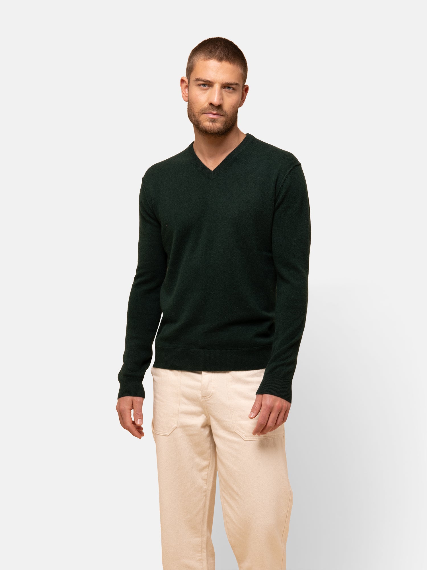 Pull Col V Cyprès Tom, JUST CASHMERE