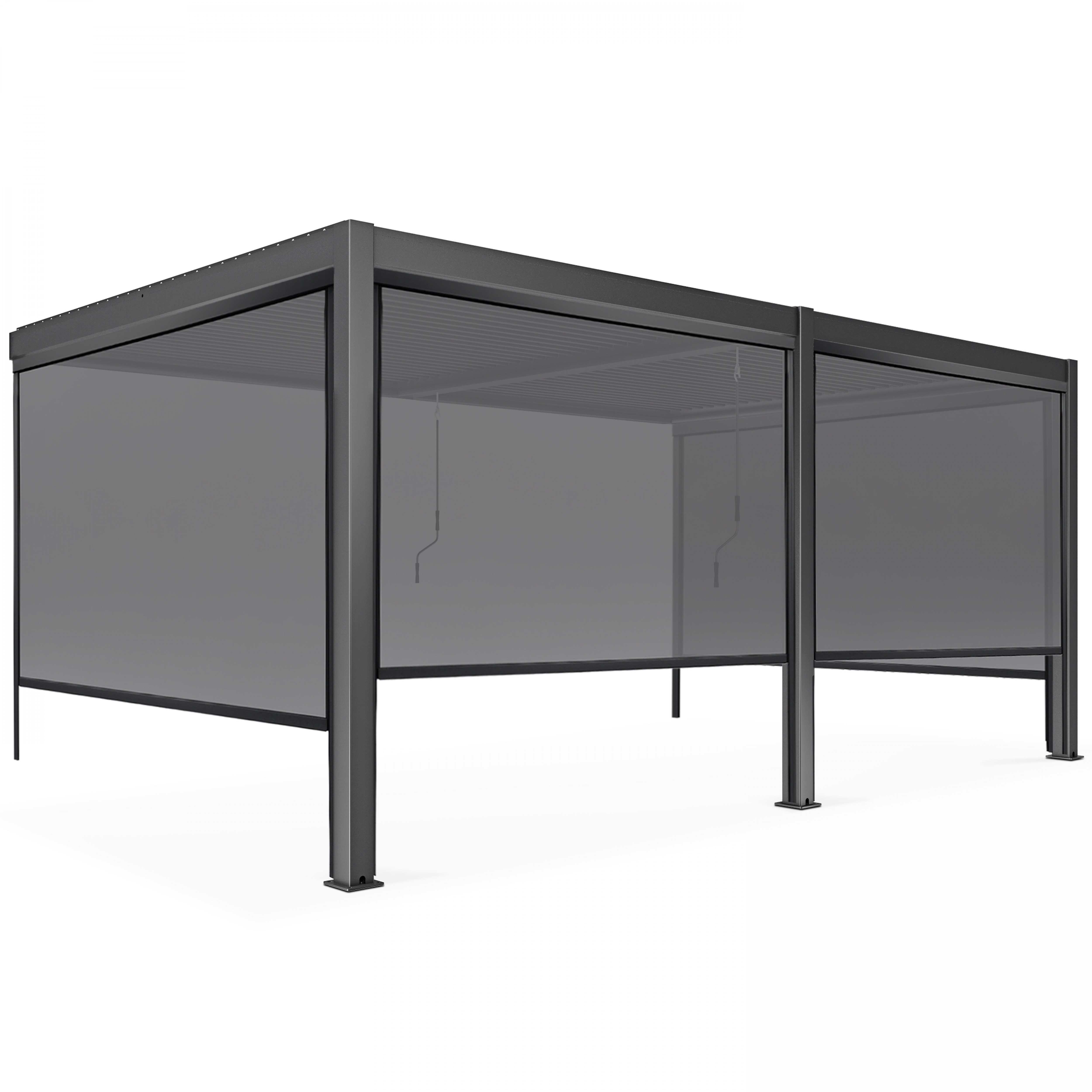 Pergola bioclimatique adossée 3x6m et 4 Stores 2,66 x 2,34m, OVIALA