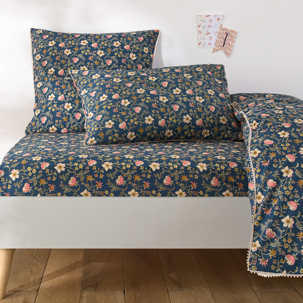 Spannbettlaken 30 % recycelte baumwolle. 25 cm, jasmin blau bedruckt La Redoute Interieurs