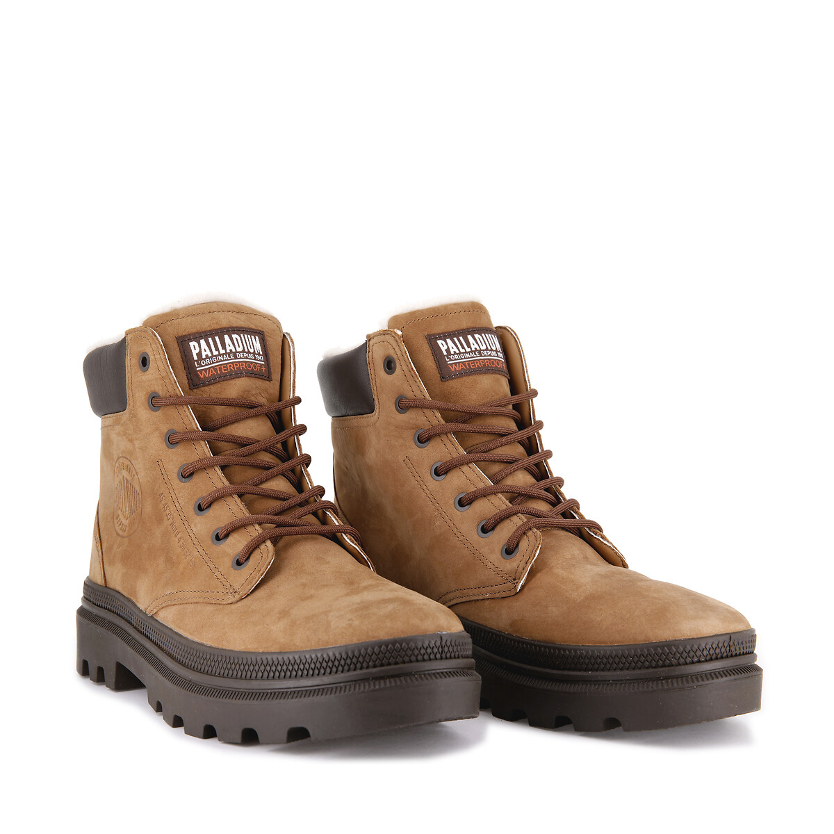 Pallatrooper sportcuff waterproof hiking boots in leather brown