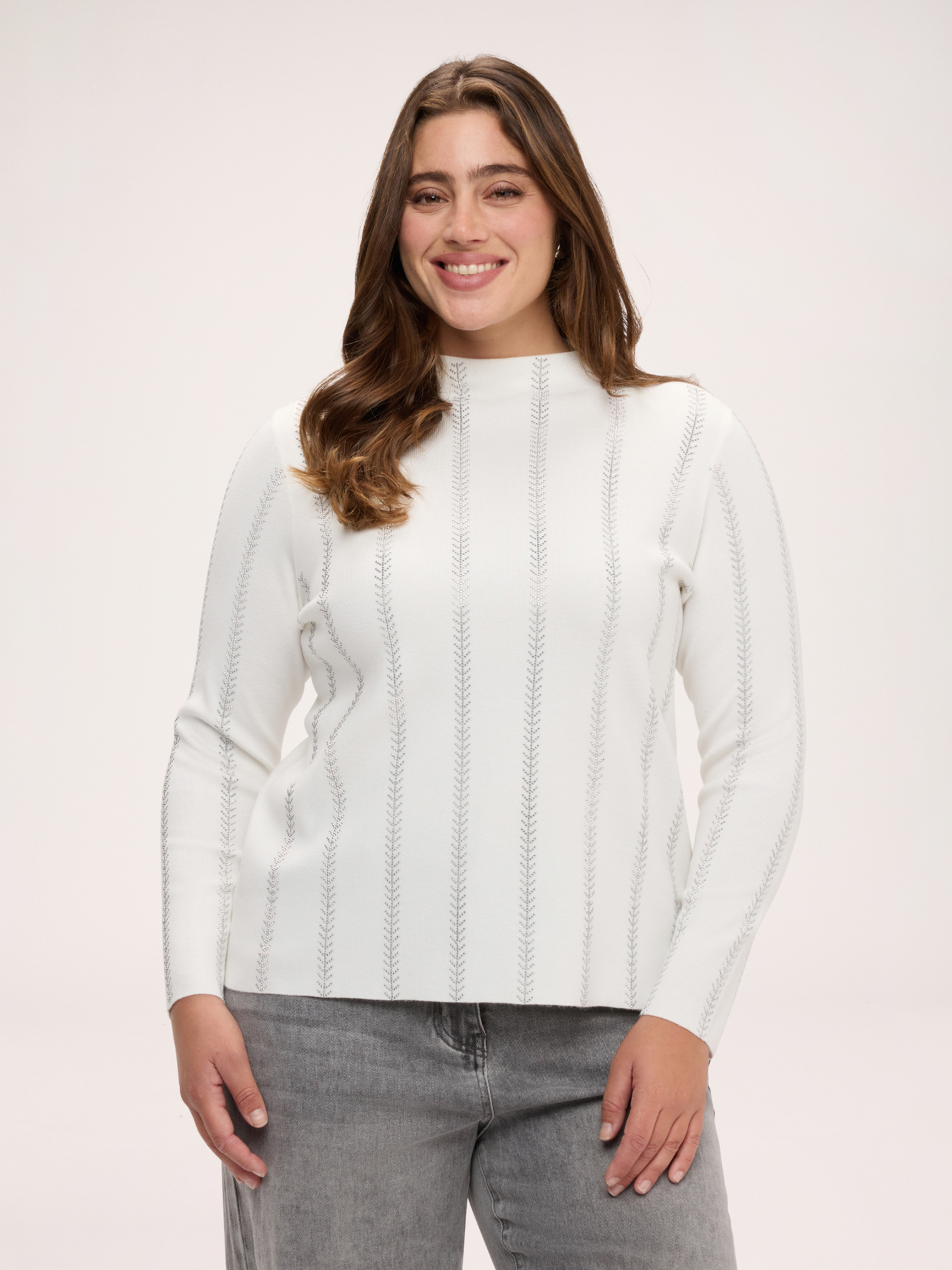 Pull avec broderie à rayures hotfix, FIORELLA RUBINO