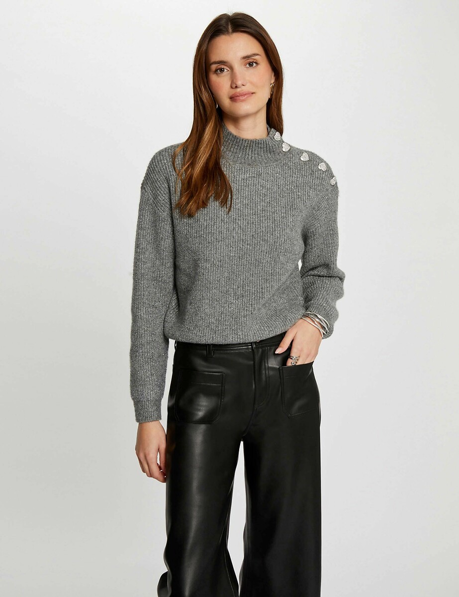 High Neck Jumper in Fine Knit, MORGAN