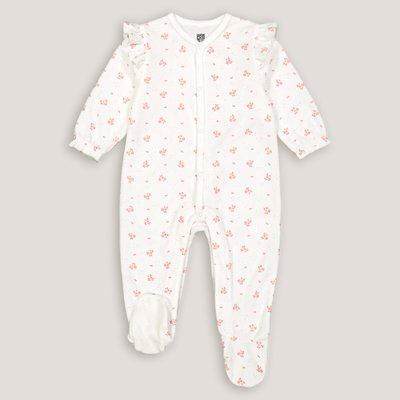 Floral Print Velour Sleepsuit with Ruffles LA REDOUTE COLLECTIONS