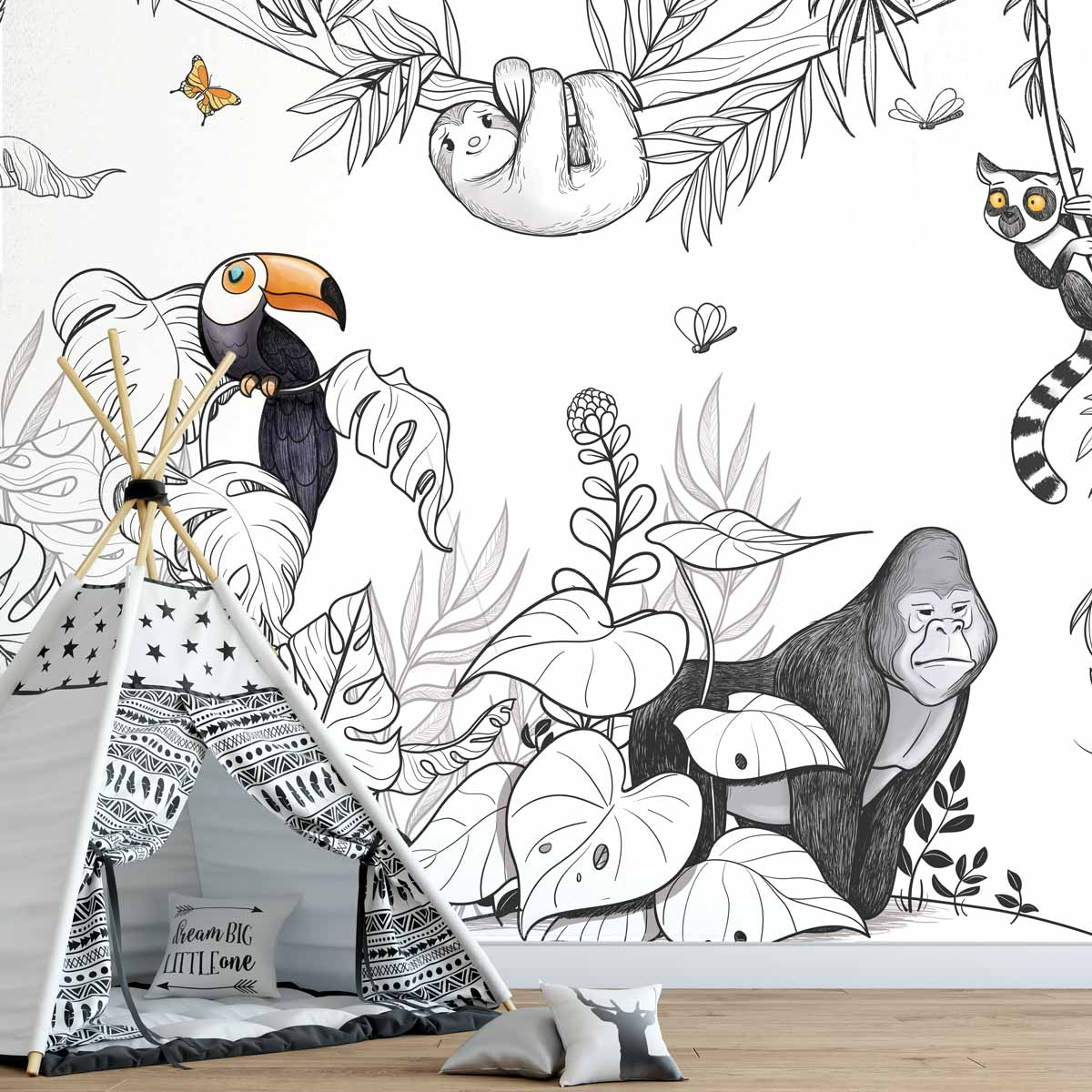 Papier peint panoramique Jungle, Couleurs 300 x 250cm, ACTE DECO