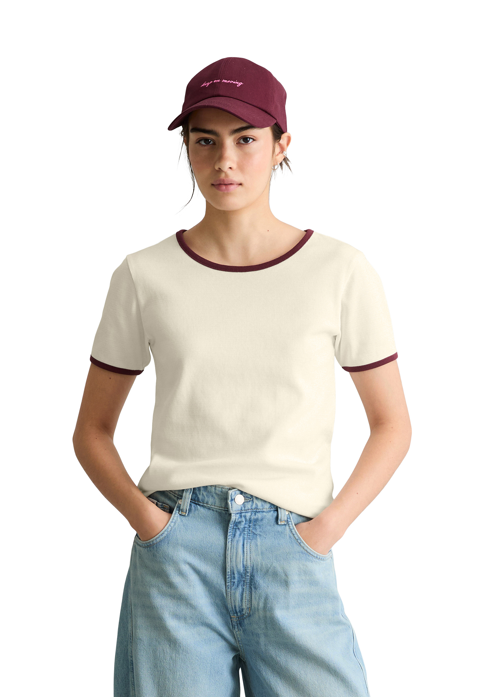T-shirt structuré slim en pur coton bio, MARC O’POLO DENIM