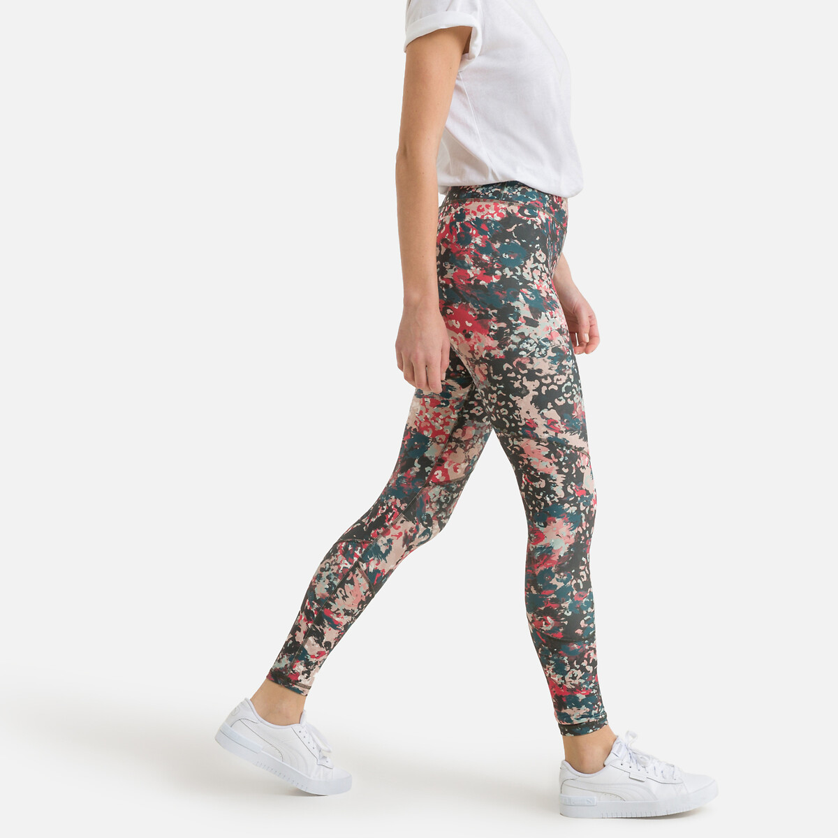 Leggings sportivi a vita alta jabba grigio/corallo Only Play | La Redoute