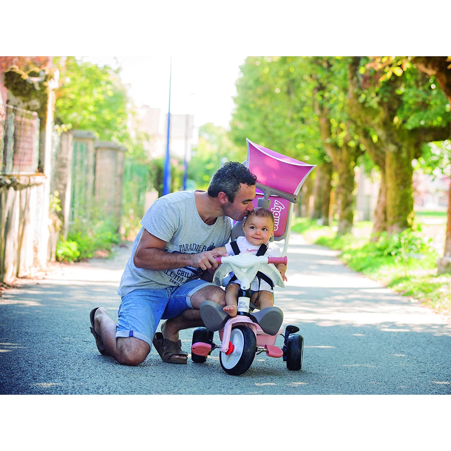 Smoby Tricycle Baby Balade Plus Bleu - Vélo Évolutif Enfant Dès 10 Mois - Avec Ombrelle Et Sac - 741400