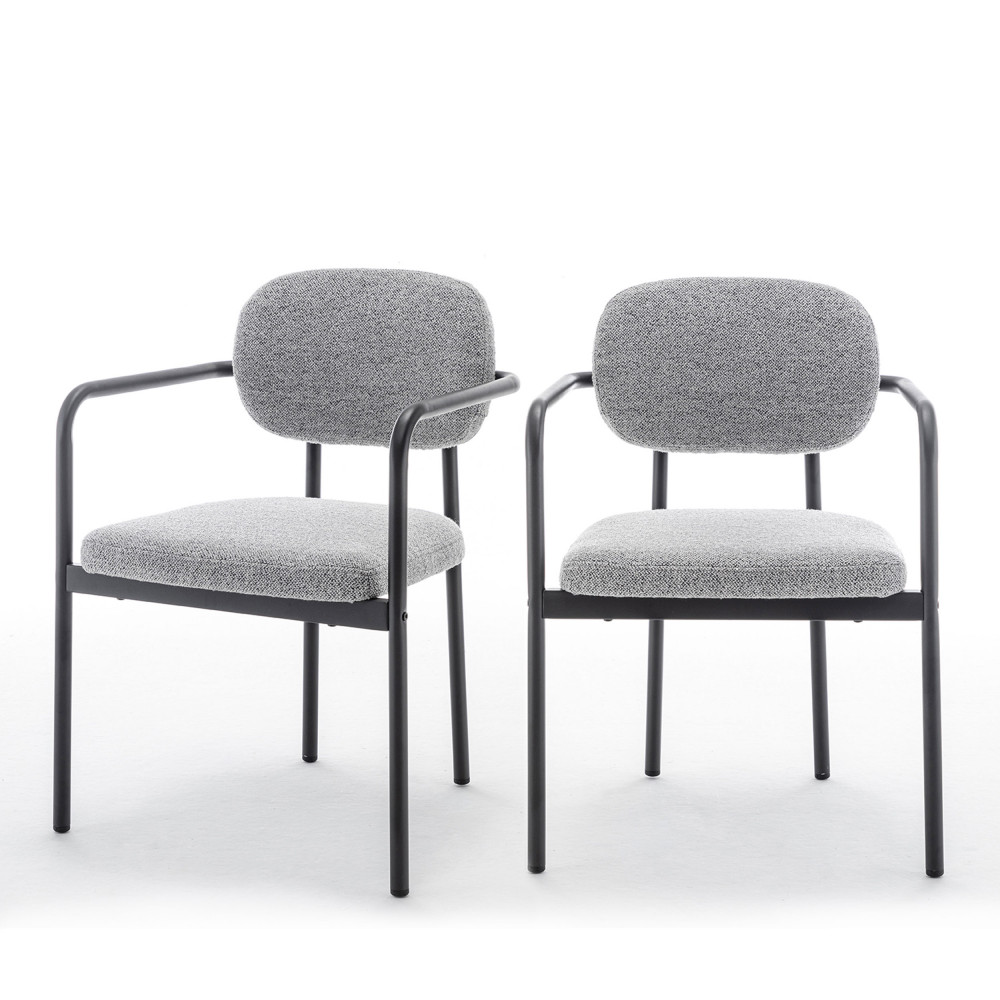 Lot de 2 fauteuils de table en tissu bouclette et métal- STUART, DRAWER