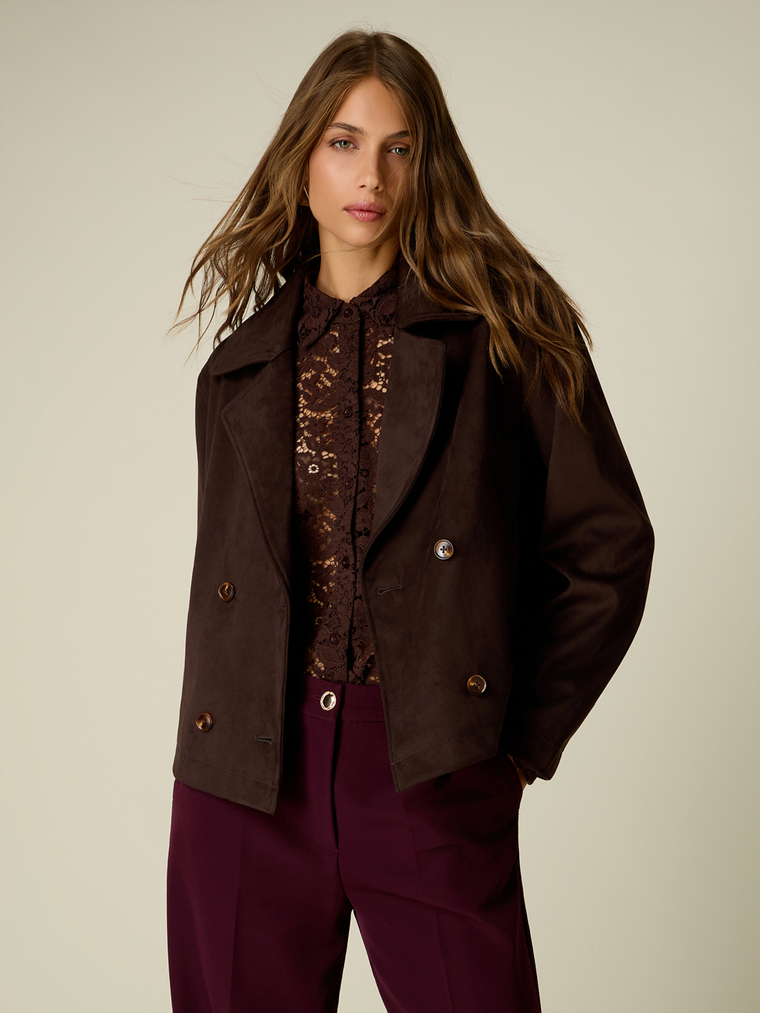 Trench-coat court croisé, OLTRE