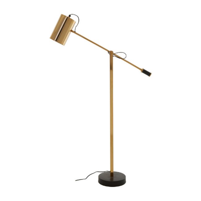 Warm Gold with Black Contrast Base Vintage Style Task Floor Lamp, gold, SO'HOME