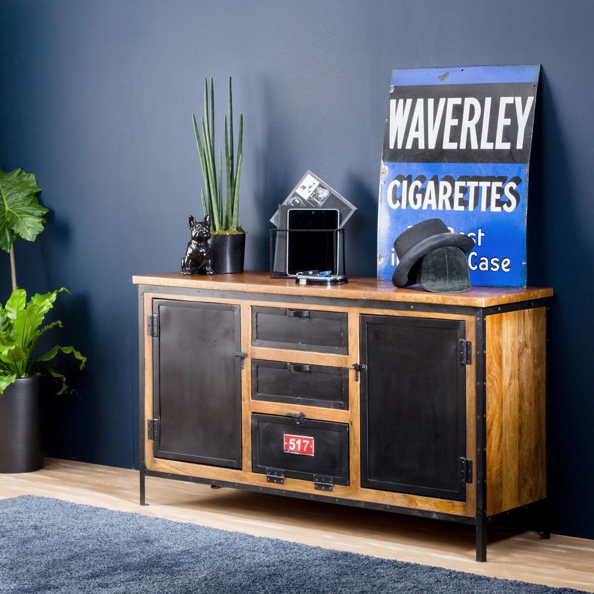 buffet industriel bois et metal effet vintage