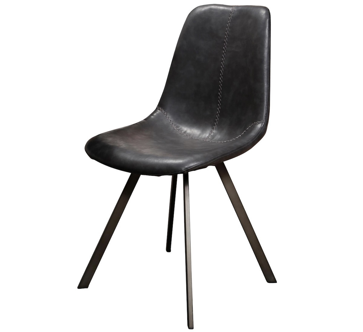 Chaise de repas avec pieds en acier et assise en cuir - SLAM, MATHI DESIGN