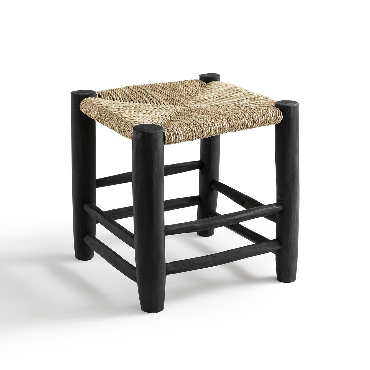 Ghada Moroccan Style Black Wooden Stool