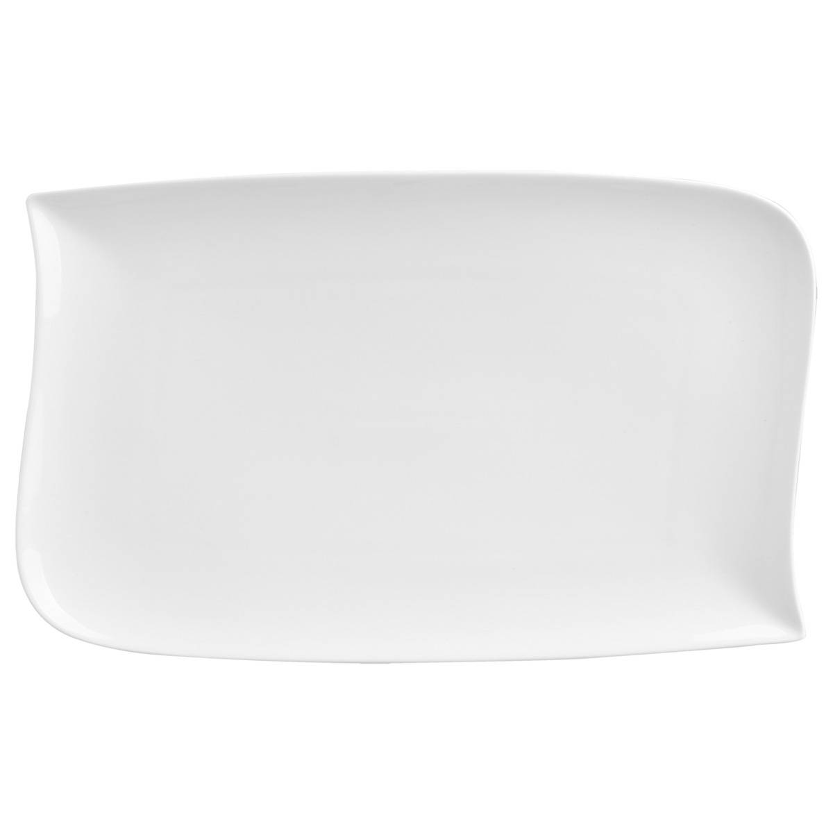 Lot de 6 assiettes plates rectangulaires en porcelaine VAGUE, SECRET DE GOURMET