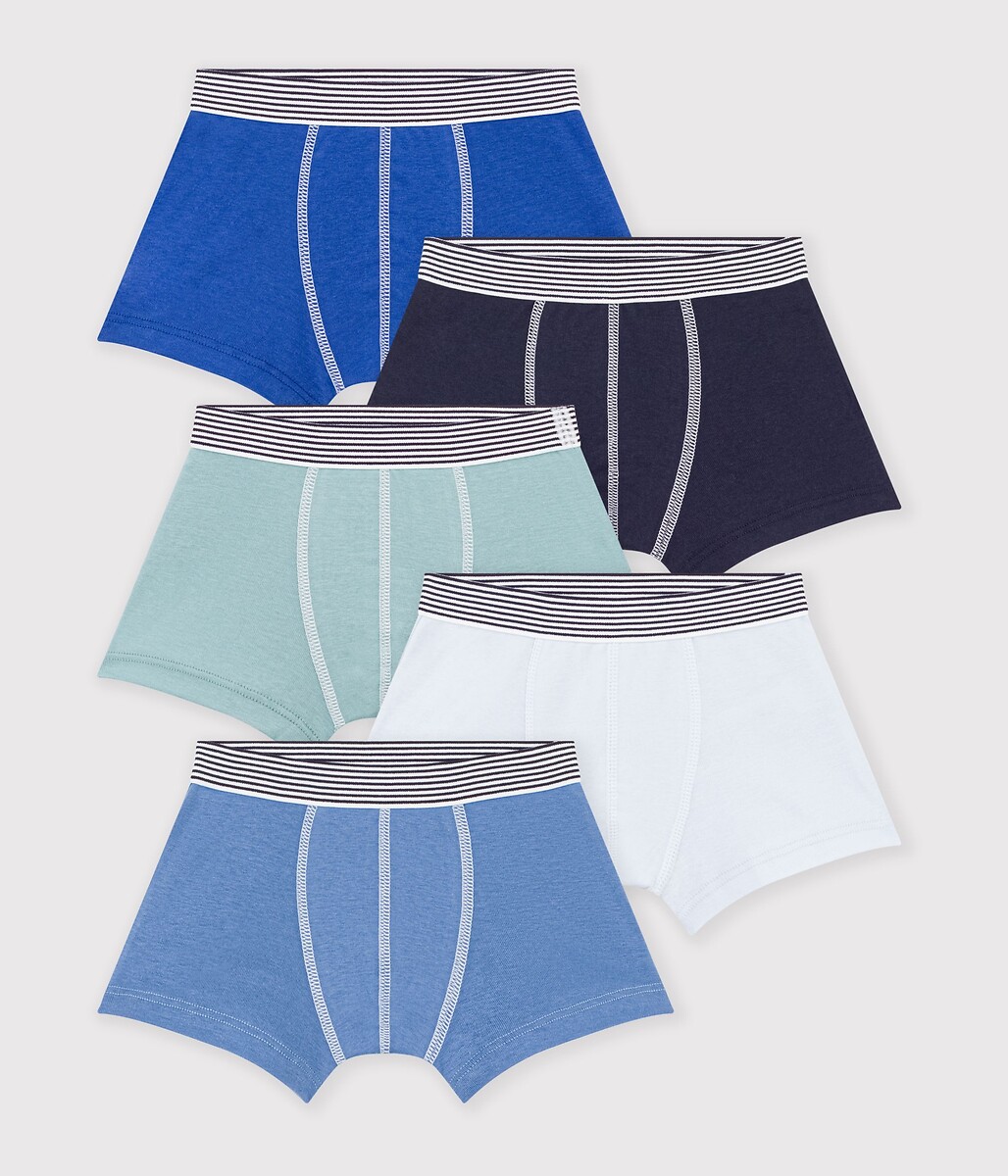 Lot de 5 boxers en coton, PETIT BATEAU