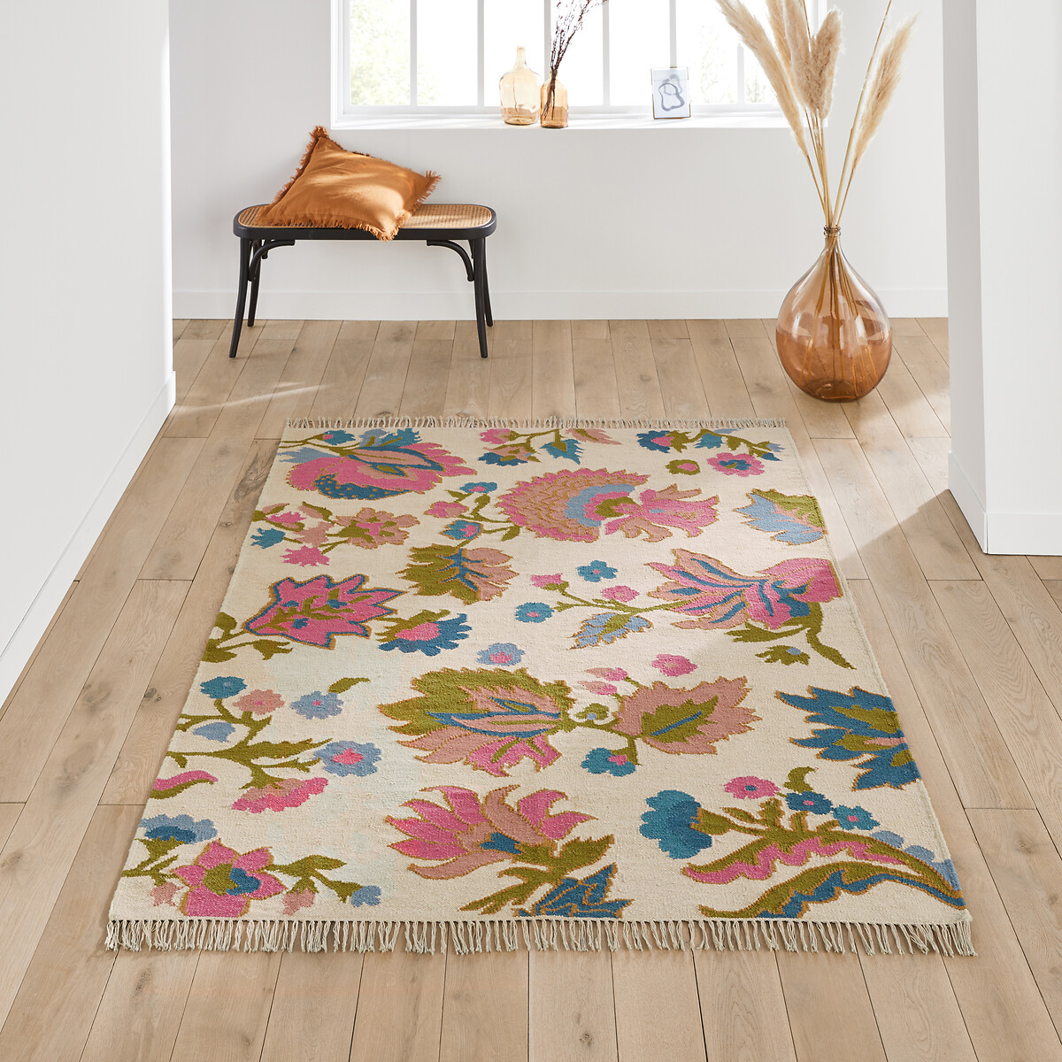 Irene Floral Wool & Cotton Flat Woven Rug