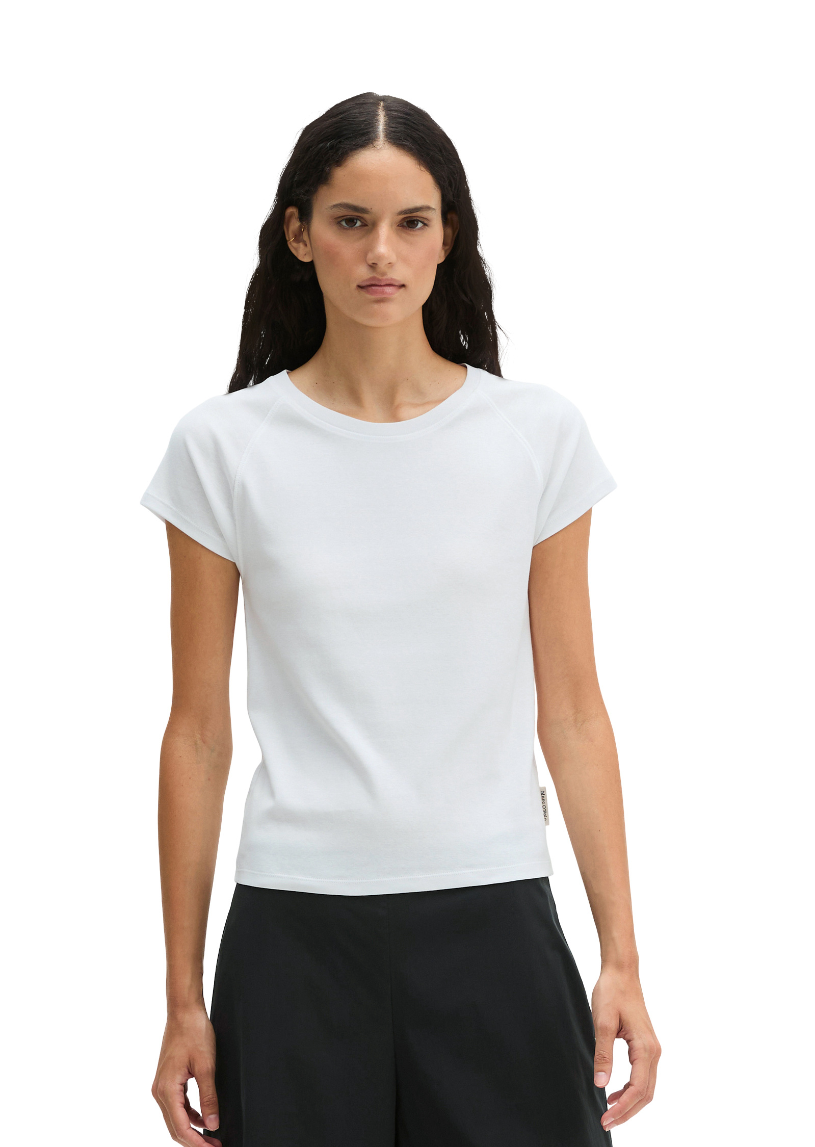 T-shirt slim en jersey de coton organique rib, MARC O'POLO