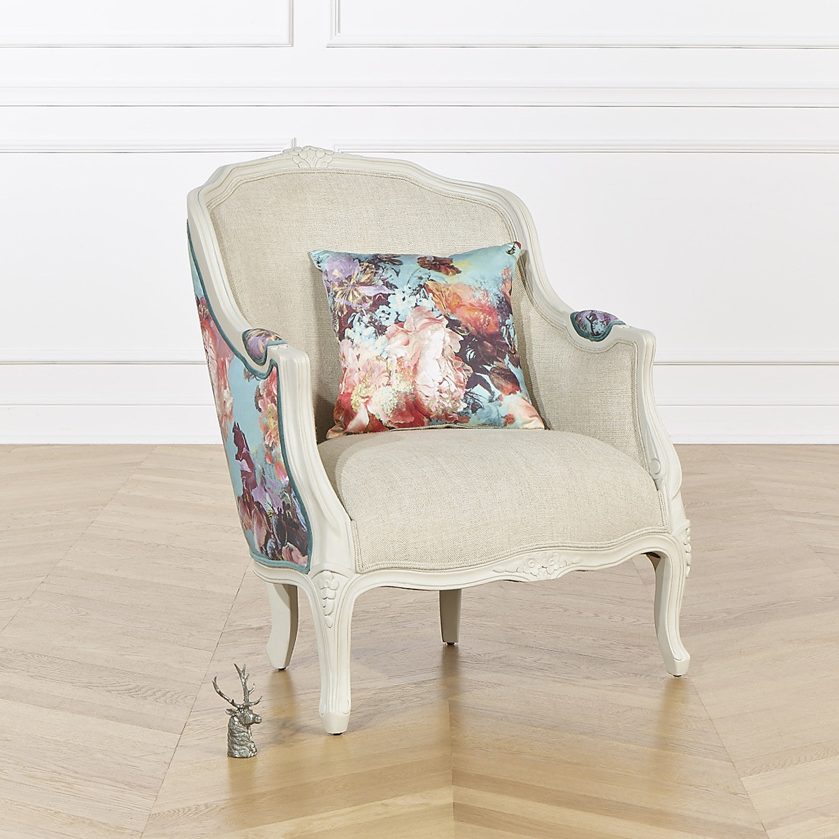 Fauteuil bergère en lin et tissu VICTOR, ROBIN DES BOIS