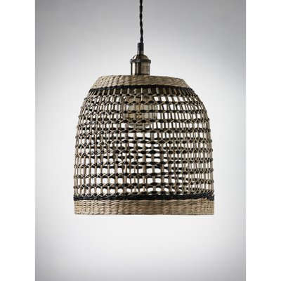 28cm Natural and Black Mix Seagrass Woven Lampshade SO'HOME