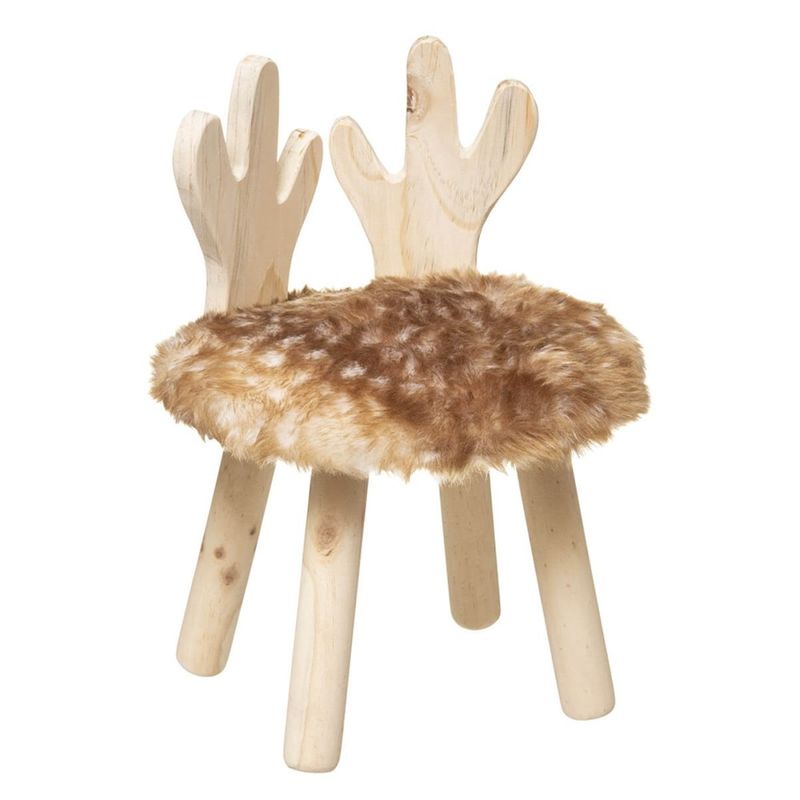 Tabouret enfant Dilcia bois d'hévéa massif hauteur 31 cm