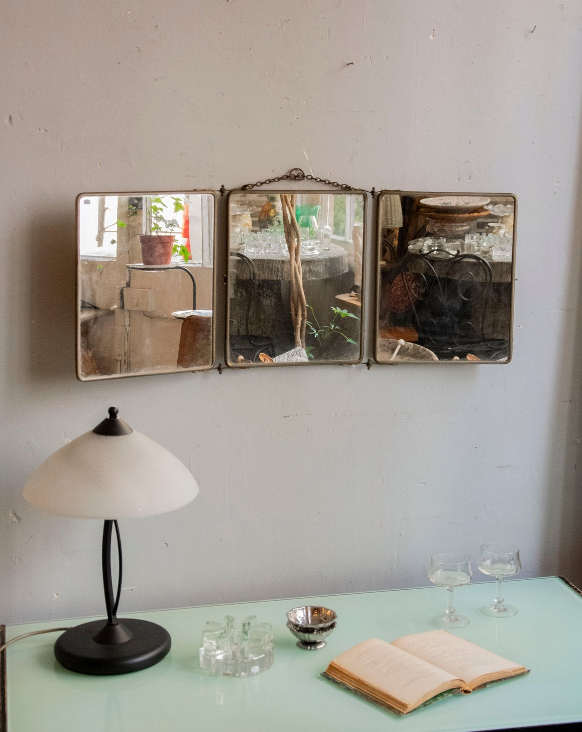 Miroir de barbier en inox Georges N°1436 - Bon état, DEBONGOUT