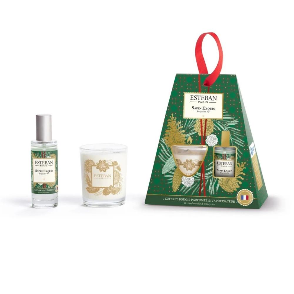 Parfum d'intérieur - Coffret cadeau sapin exquis : vaporisateur 30ml et bougie 70g, ESTEBAN