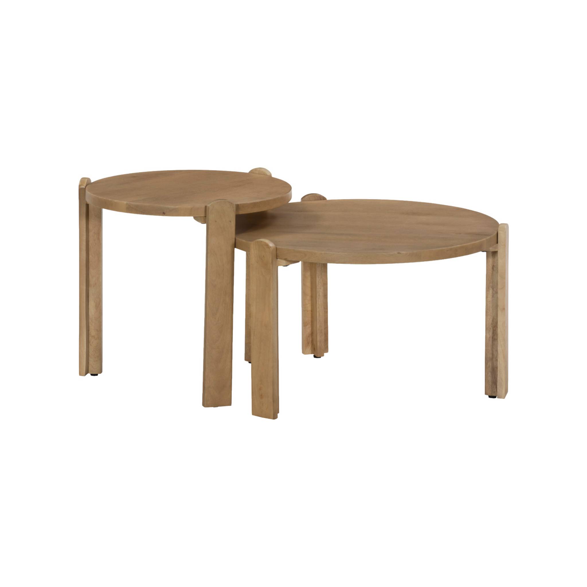Set de 2 tables basses rondes bois de manguier PALLAVI, SWEEEK