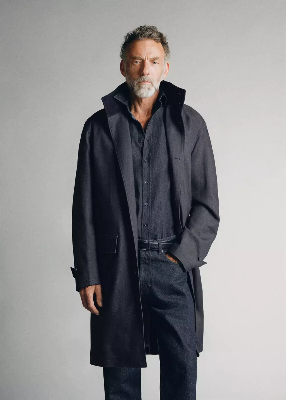 Trench en jean col montant, MANGO MAN