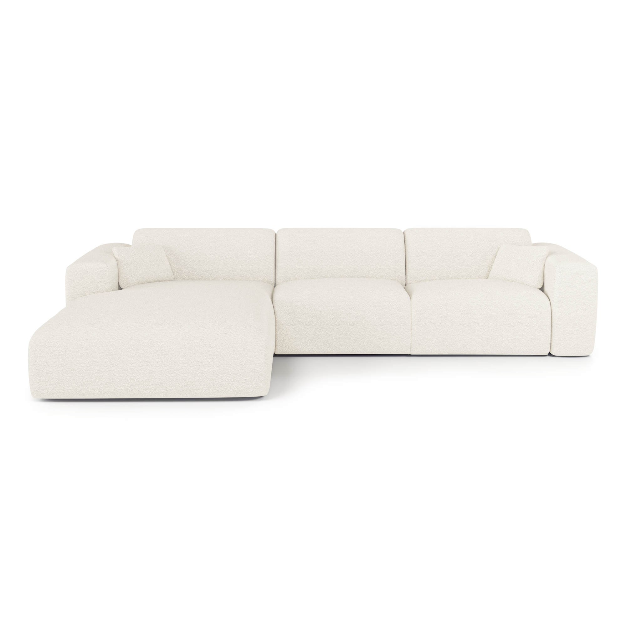 Canapé angle gauche convertible 5 places en tissu bouclette MYRA, SIA HOME