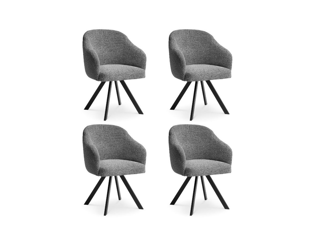Lot de 4 chaises tissu chiné, SOPHIE, BOBOCHIC