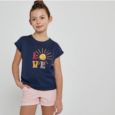 Cotton Magic Sequin T-Shirt with Crew Neck LA REDOUTE COLLECTIONS