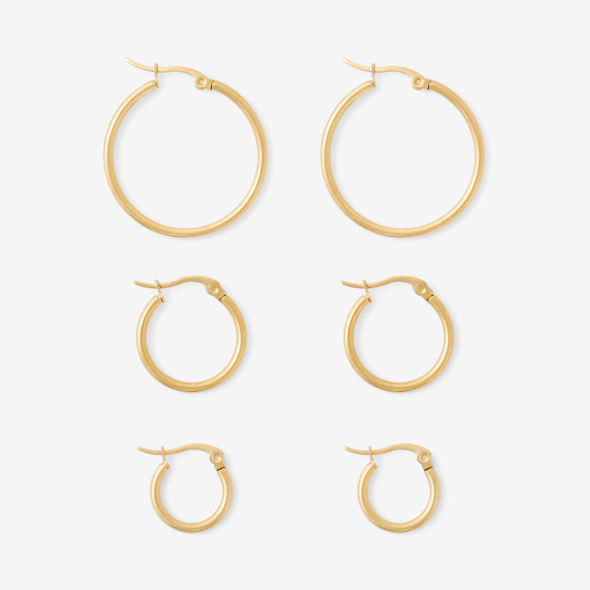 Set x3 créoles en acier inoxydable différentes tailles, BALABOOSTE