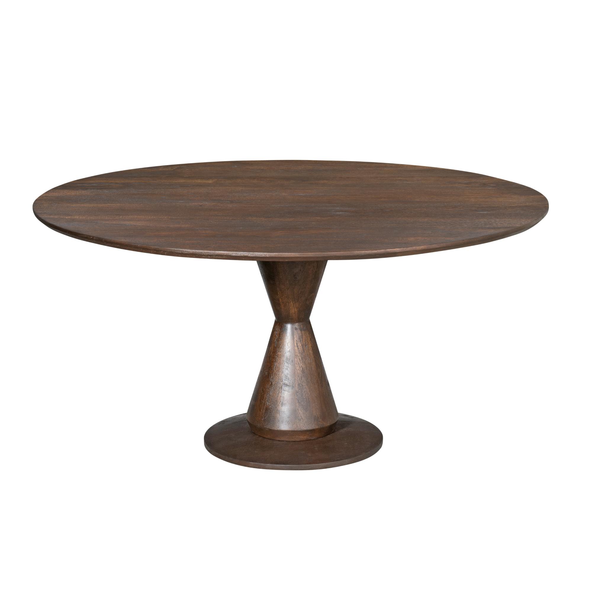Table à manger bois foncé pied central sculpté Ø150 cm ALMA, PIER IMPORT