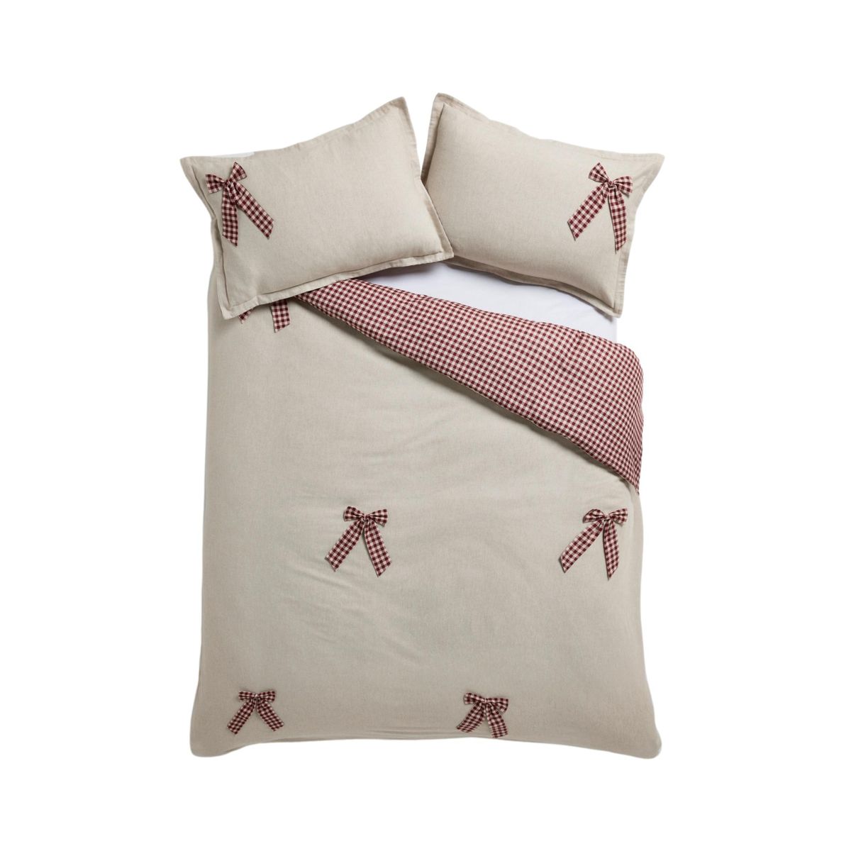Parure de lit en tissu brossé vichy à nœuds, NEXT