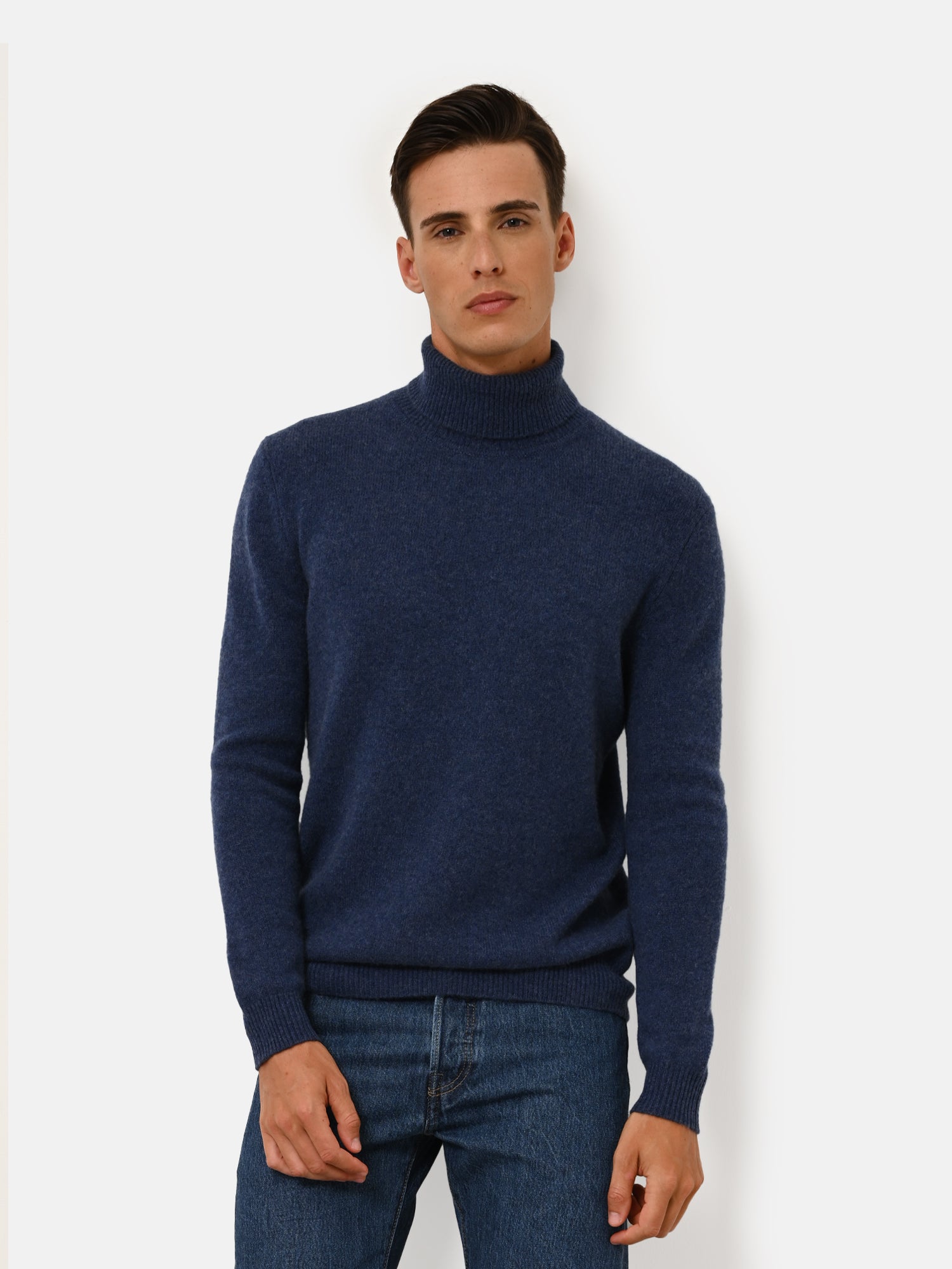 Pull Col Roulé 4 Fils Ocean Chiné Sacha, JUST CASHMERE