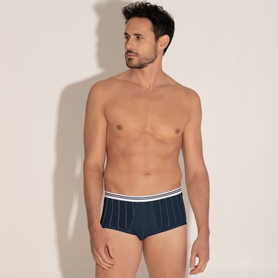 Striped Crotchless Briefs in Cotton Mix with High Waist EMINENCE