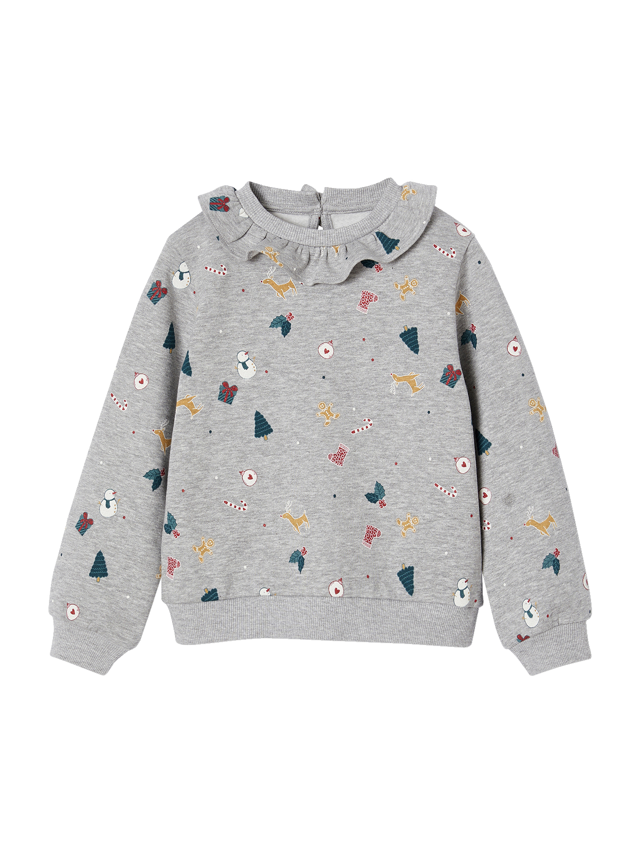 Sweat de Noël à colerette imprimé, VERTBAUDET
